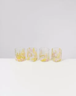 Motel a Miio Alegria 4Er Set Glas Klein Big Drops Rosa Gelb| Gläser