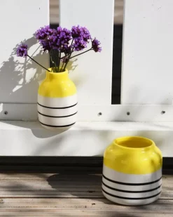 Motel a Miio Bebe Vase Gelb Schwarz Gestreift| Vasen