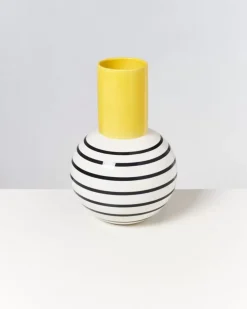 Motel a Miio Bola Vase L Gelb Schwarz Gestreift| Vasen