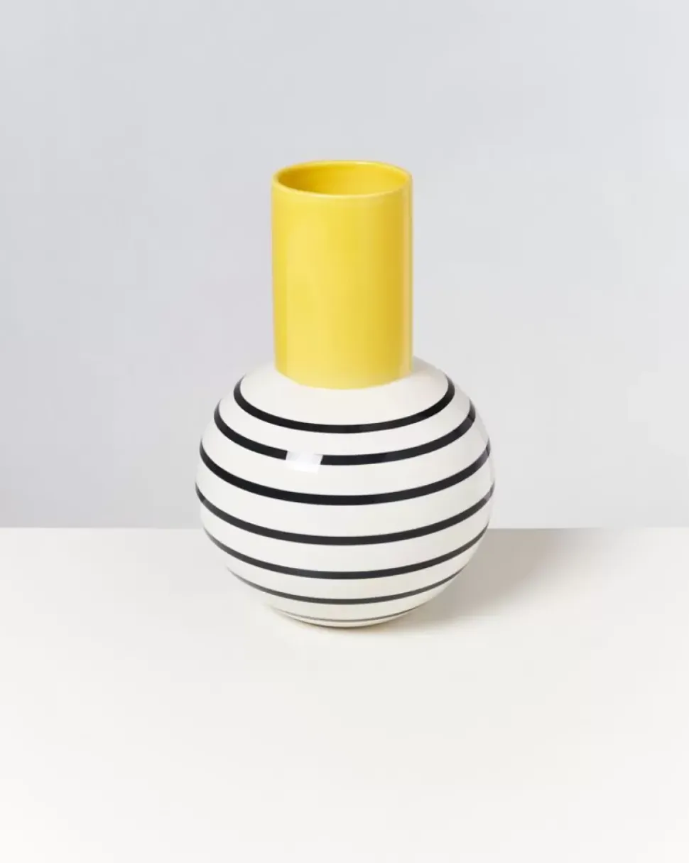 Motel a Miio Bola Vase L Gelb Schwarz Gestreift| Vasen