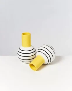 Motel a Miio Bola Vase M Gelb Schwarz Gestreift| Vasen