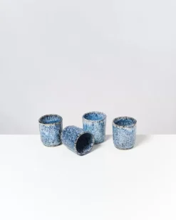 Motel a Miio Cordoama 4Er Set Becher Klein Blau Gesprenkelt| 4 Teilige Sets