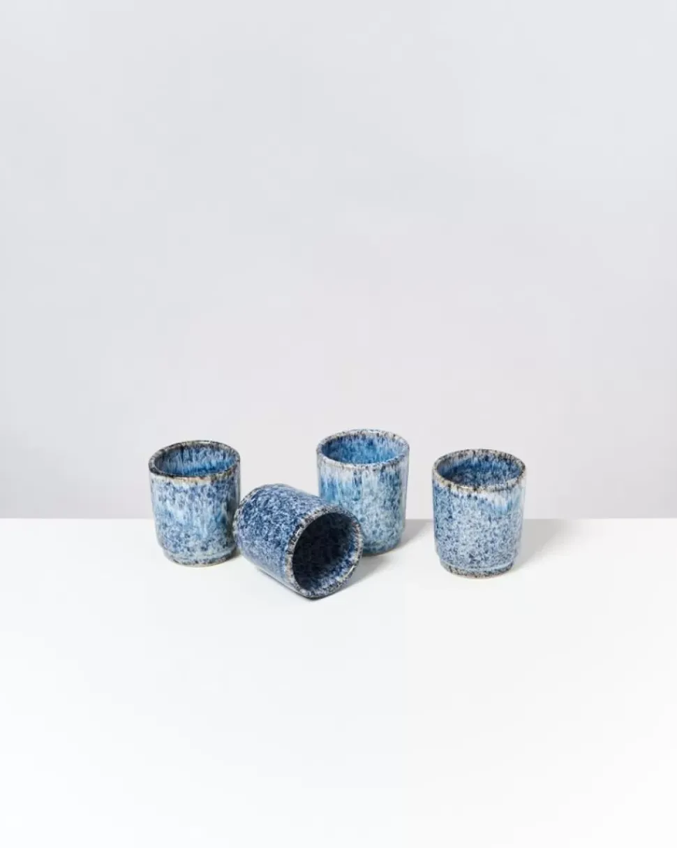 Motel a Miio Cordoama 4Er Set Becher Klein Blau Gesprenkelt| 4 Teilige Sets
