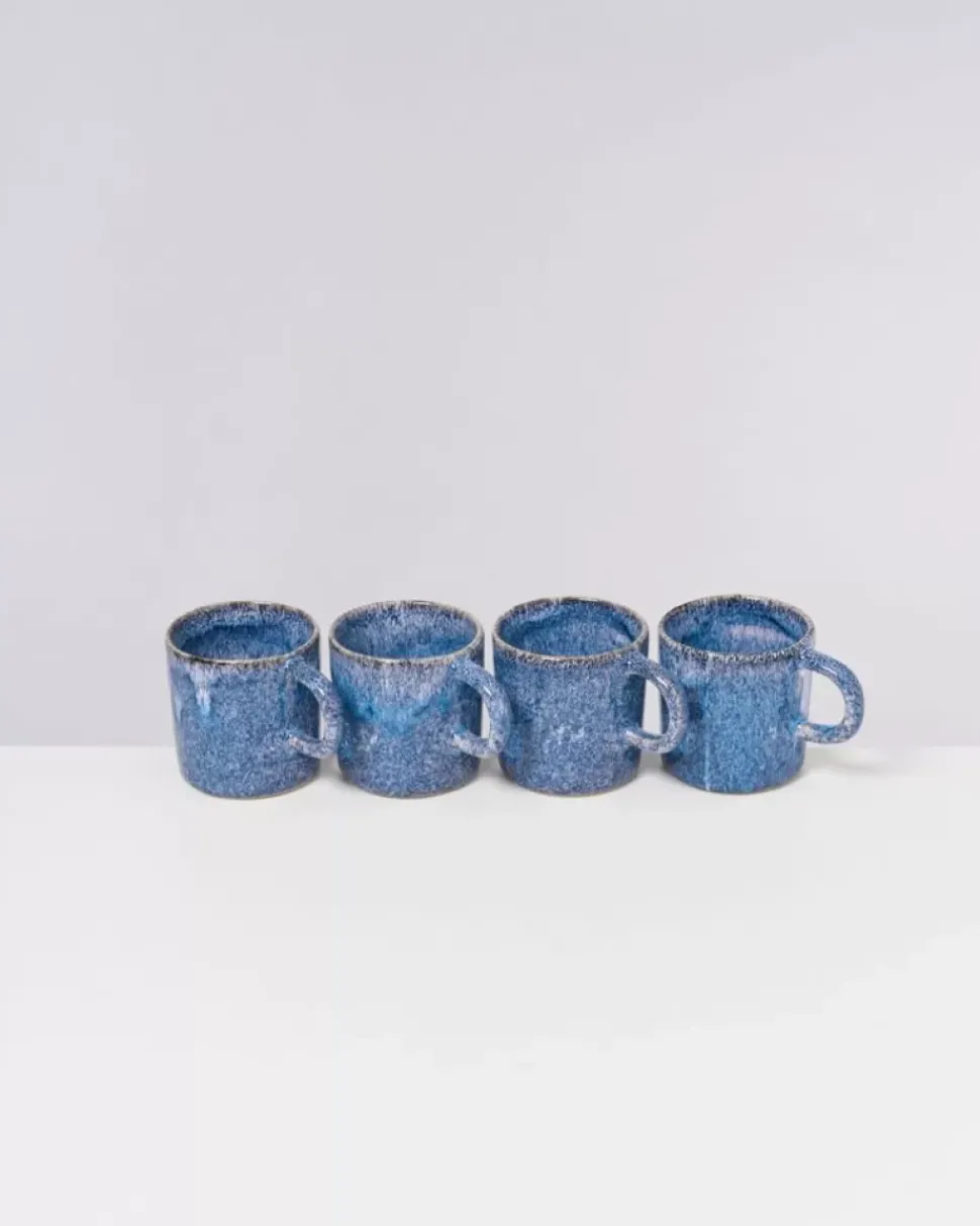 Motel a Miio Cordoama 4Er Set Tasse Gros Blau Gesprenkelt| 4 Teilige Sets