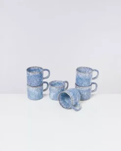 Motel a Miio Cordoama 6Er Set Tasse Klein Blau Gesprenkelt| 6 Teilige Sets
