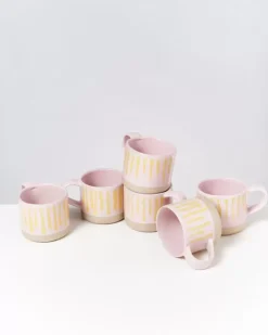 Motel a Miio Nodoa 6Er Set Tasse Rosa Gelb Gestreift| Tassen & Becher