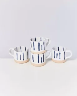 Motel a Miio Nodoa 4Er Set Tasse Weis Blau| 4 Teilige Sets