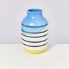 Motel a Miio Nuno Vase L Schwarz-Weis Gestreift Mit Blau| Vasen