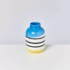 Motel a Miio Nuno Vase M Schwarz-Weis Gestreift Mit Blau| Nuno M