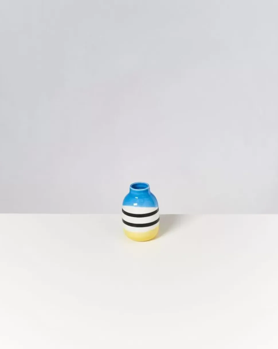 Motel a Miio Nuno Vase S Schwarz-Weis Gestreift Mit Blau| Nuno S