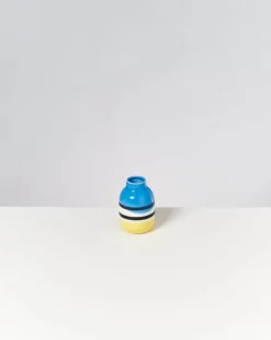 Motel a Miio Nuno Vase S Schwarz-Weis Gestreift Mit Blau| Nuno S