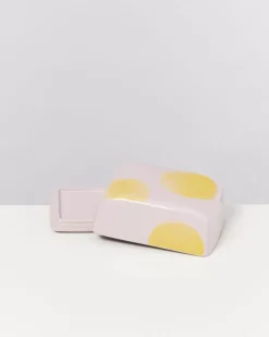 Motel a Miio Seia Butterdose Rosa Gelb Gepunktet| Butterdosen